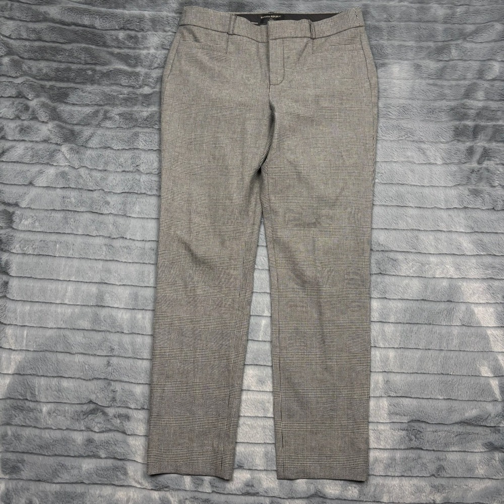 Banana Republic Sloan Grey Glen Plaid Slim Leg Dress Pants Womens Size 4